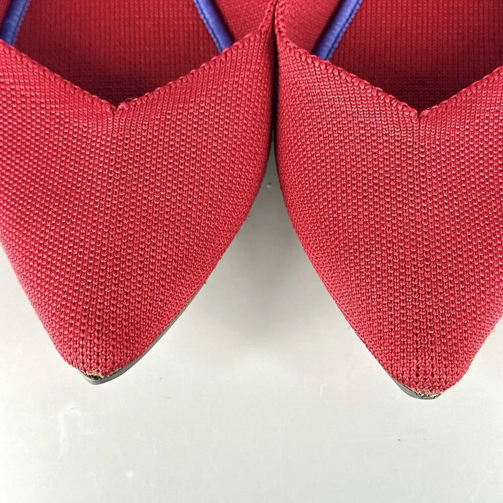 Rothy’s The Point Flats Red And Blue Knit Women’s Size 9.5 Washable Comfort - Picture 4 of 14